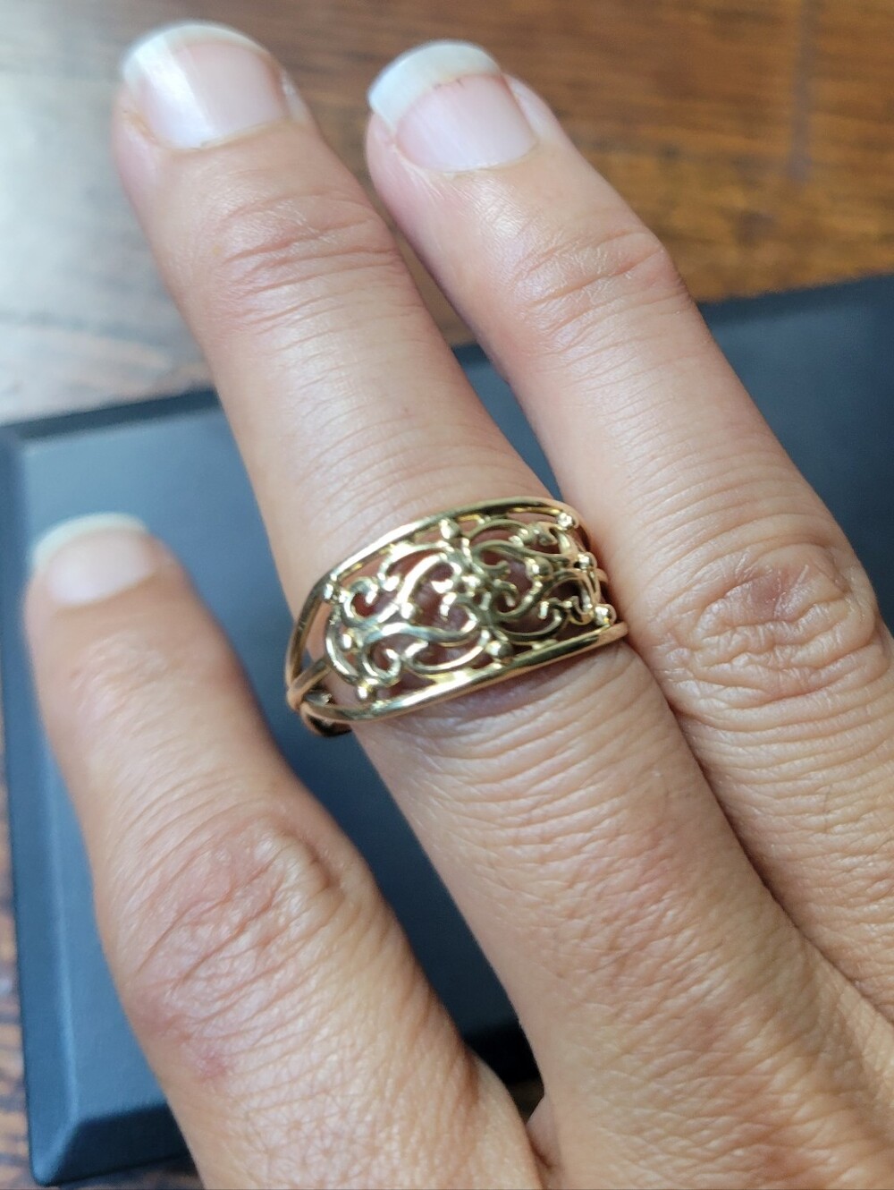 14K Yellow Gold Turkish Filigree Scroll Detailed Ring 2.5 Grams